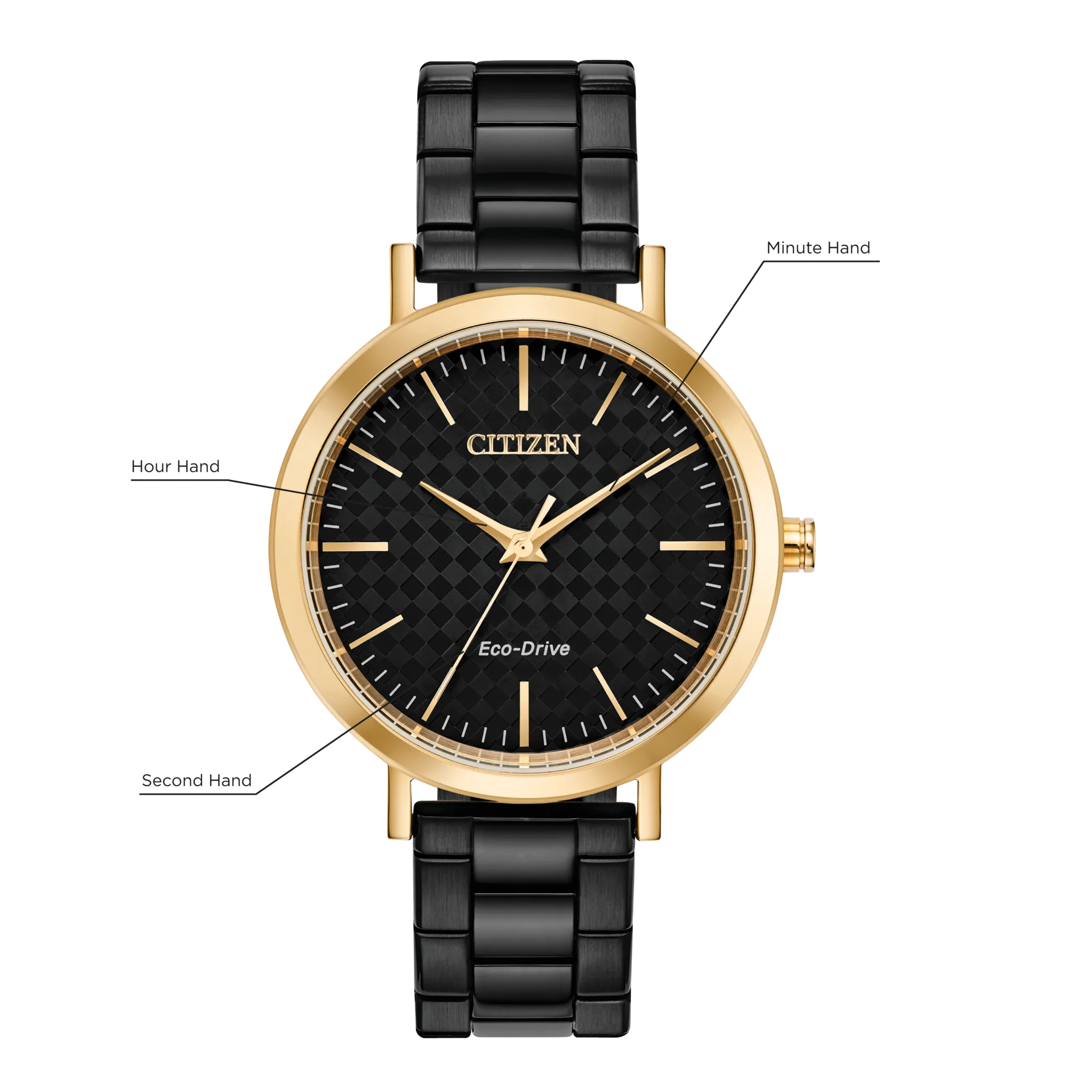 Citizen LTR Eco-Drive Rose Gold Black Dial Stainless Steel Watch
